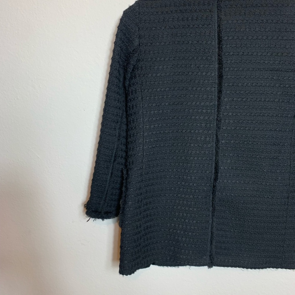 Zara Basic Black Button Down Coat Size Medium - image 7